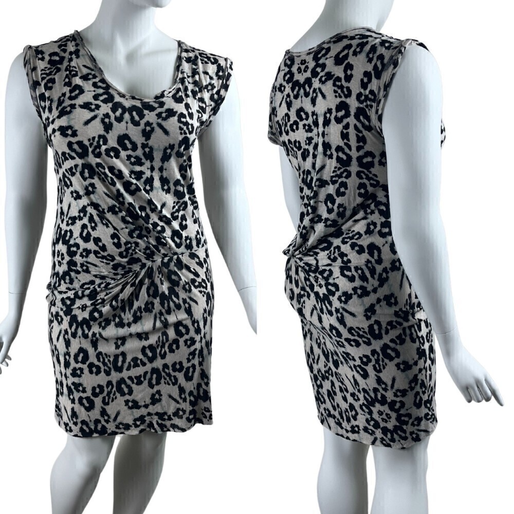 Rebecca Taylor Size L Animal Print Pullover Cap Sleeve Drop Waist Mini Dress